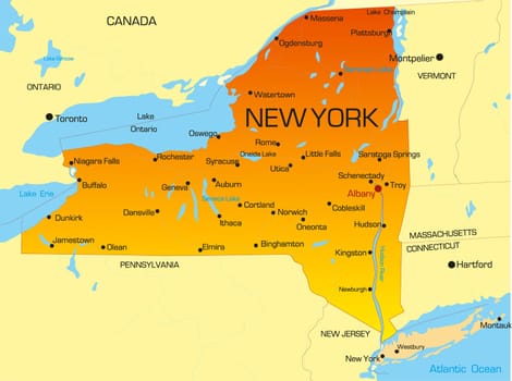 Vector color map of New York state. Usa
