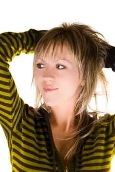 Portrait of lovely young beautiful blond woman