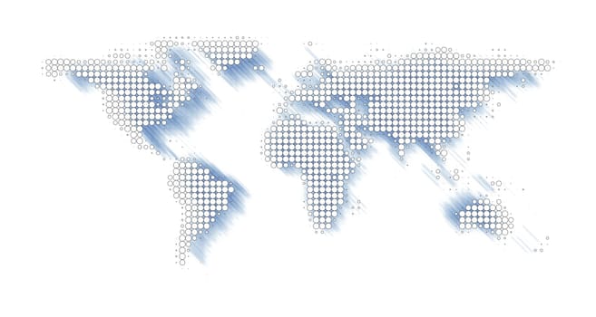 World Map Circles Contour Shadows