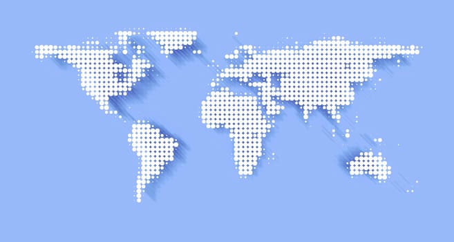 World Map Circles Contour Shadows