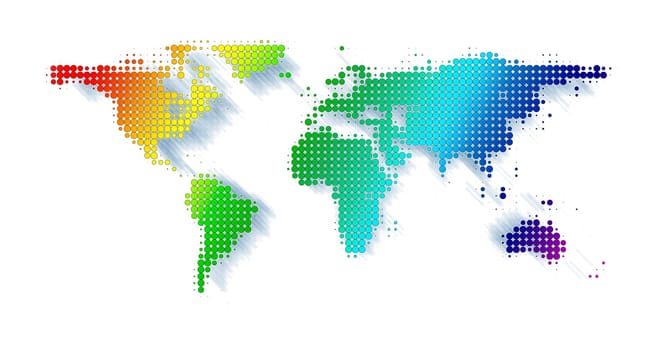 World Map Circles Contour Shadows