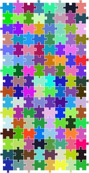 Abstract vector illustration of different color puzzle