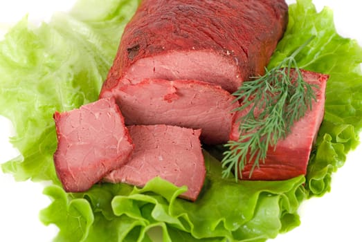 Healthy combination of fresh lettuce and beef meat