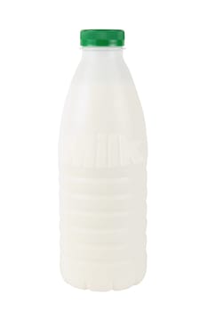 pouring fresh bottle of milk isolated over white