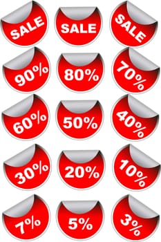 Vector Set of red sale labels badges and discount stickers