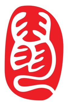chinese zodiac in seal script, ancient way of calligraphy, year of the rat.