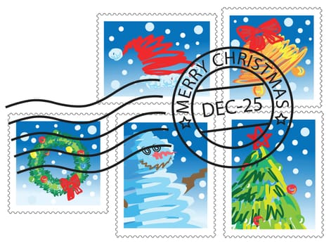 christmas design elements, stamps with christmas theme.