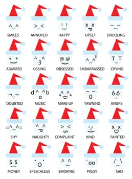 a set of christmas emoticons illustrations, snowman with many expressions.