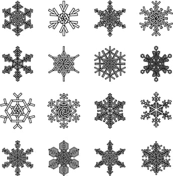snowflakes illustrations, for christmas themed design elements.