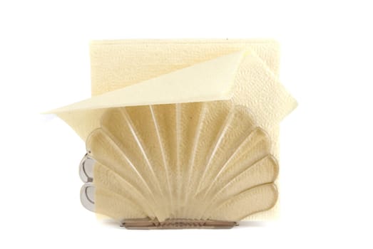 Yellow napkins at rest isolated on white