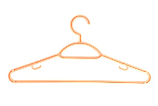 Orange plastic hanger isolated on white background