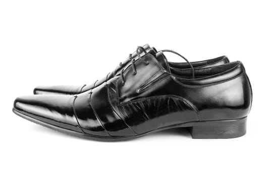 Black men shoes detail on isolated white background