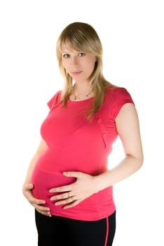 pregnant woman isolated on white background