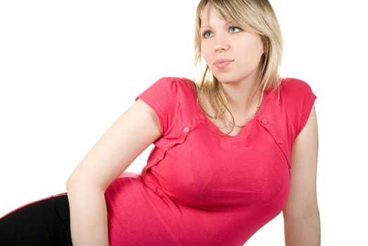 pregnant woman isolated on white background