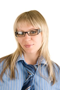 Pretty Business woman with glasses isolated on white
