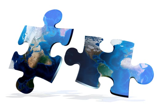 global map puzzles comunication on white background
