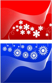 Red and blue flower illustration background