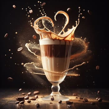 cappuccino latte macchiato splash high speed photograhic drink macro shot generative ai art