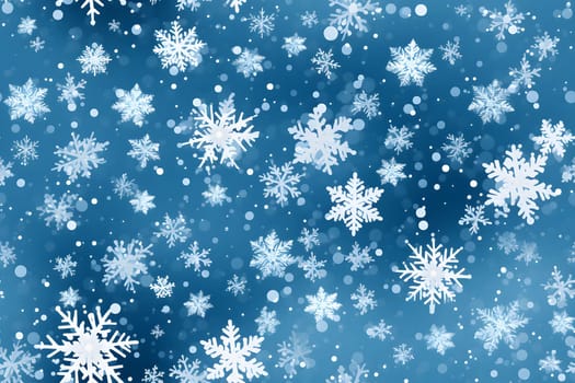 seamless pattern of snowflakes on dark blue background, neural network generated. Not based on any actual scene or pattern.