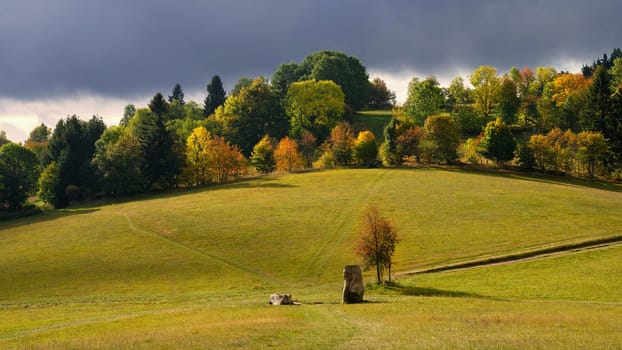 Beautiful autumn landscape. Colourful nature in autumn time. Highlands - Czech Republic. 