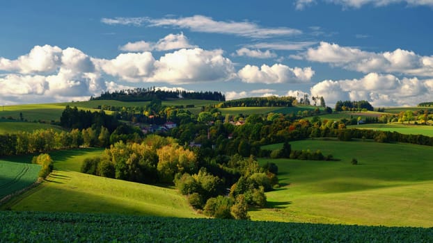 Beautiful autumn landscape. Colourful nature in autumn time. Highlands - Czech Republic. 