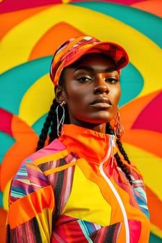 Portrait of a beautiful African American woman in a tracksuit. High quality photo