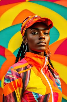 Portrait of a beautiful African American woman in a tracksuit. High quality photo