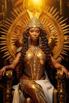 African American Egyptian goddess on the throne. High quality photo