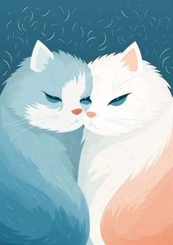 Happy art drawing cat pets kitten illustration design adorable kitty white heart card animal cartoon cute domestic love