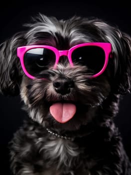 Purebred dog puppy glasses adorable pet background domestic white funny animal cute breed canine happy sunglasses portrait young