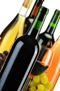 Composition with bottles of wine of different sort