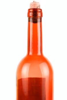 Red Wine bottle close-up isolated on white background