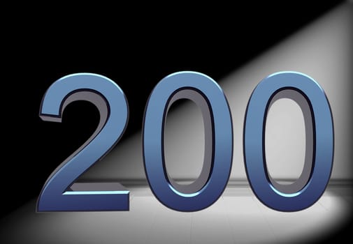 blue number in spotlight