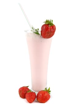 Cocktail with strawberry isolated on white background