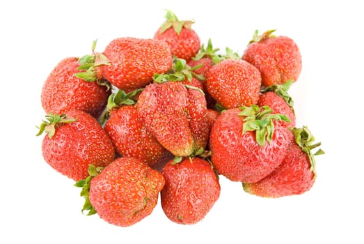 red ripe strawberries isolated on white background