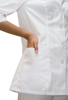 Close up of White doctors coat isolated on white