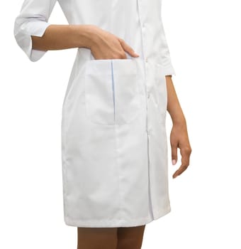 Close up of White Nurse coat isolated on white