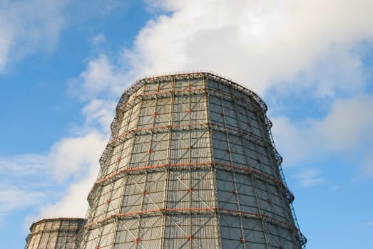 coal power plant on blue sky background