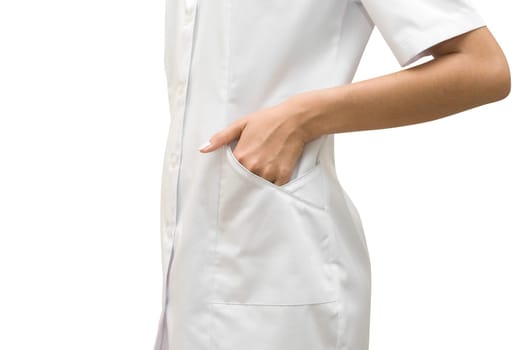 Close up of White doctors coat isolated on white