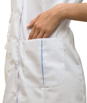 Close up of White doctors coat isolated on white
