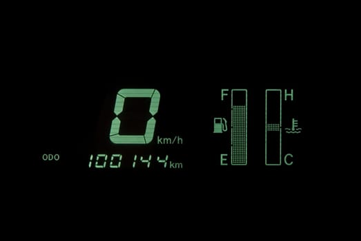 A Modern Illuminated Speedometer close up