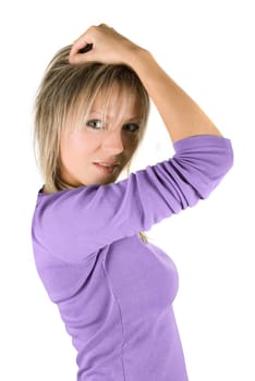 Pretty young woman isolated on a white background