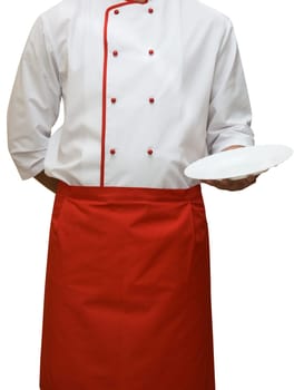 Cook uniform man isolated on white