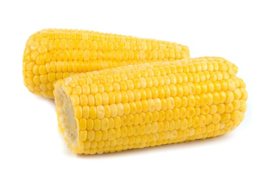 Ripe corn isolated on a white background