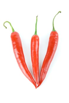 red hot chili peppers isolated on white
