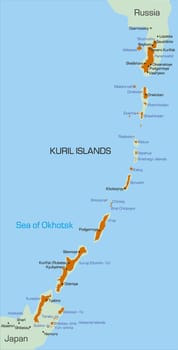 Vector color map of Kuril island