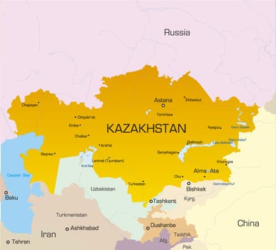 Vector illustration of kazakhstan map