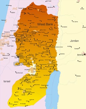 Vector color map of West Bank country