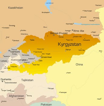 Vector color map of Kyrgyzstan country
