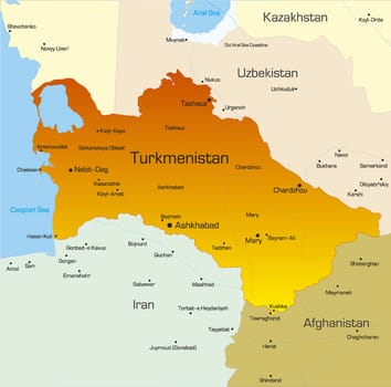Vector color map of Turkmenistan country